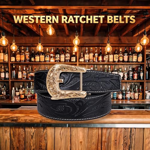 Image of Dubulle Men's Ratchet Belt Gold /Black /Red /Green /Blue /White Automatic Buckle Business Casual Belt Gift - Adjustable Fit