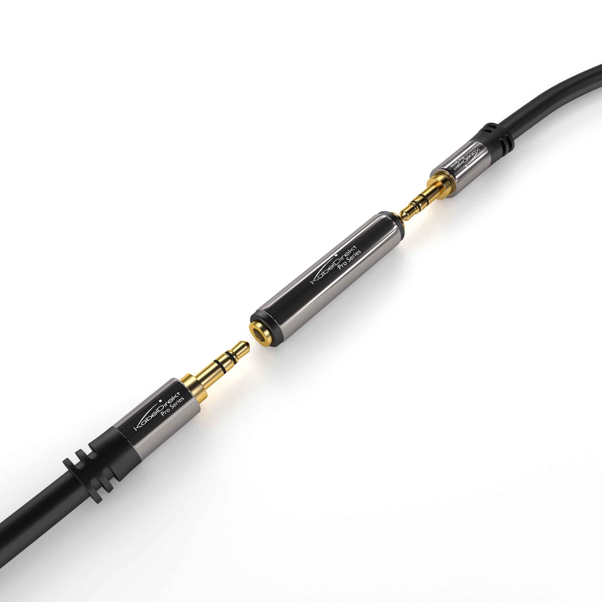 KabelDirekt – Adapter jack audio stereo (adapter 3,5 mm, adapter AUX) – PRO Series