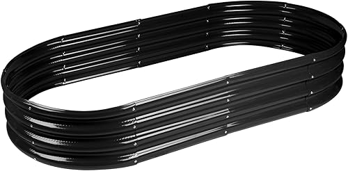 Miniatura 9 de Jardinera elevada galvanizada para exteriores, ovalada, grande, resistente a la putrefacción, maceta de jardín para verduras, flores, hierbas