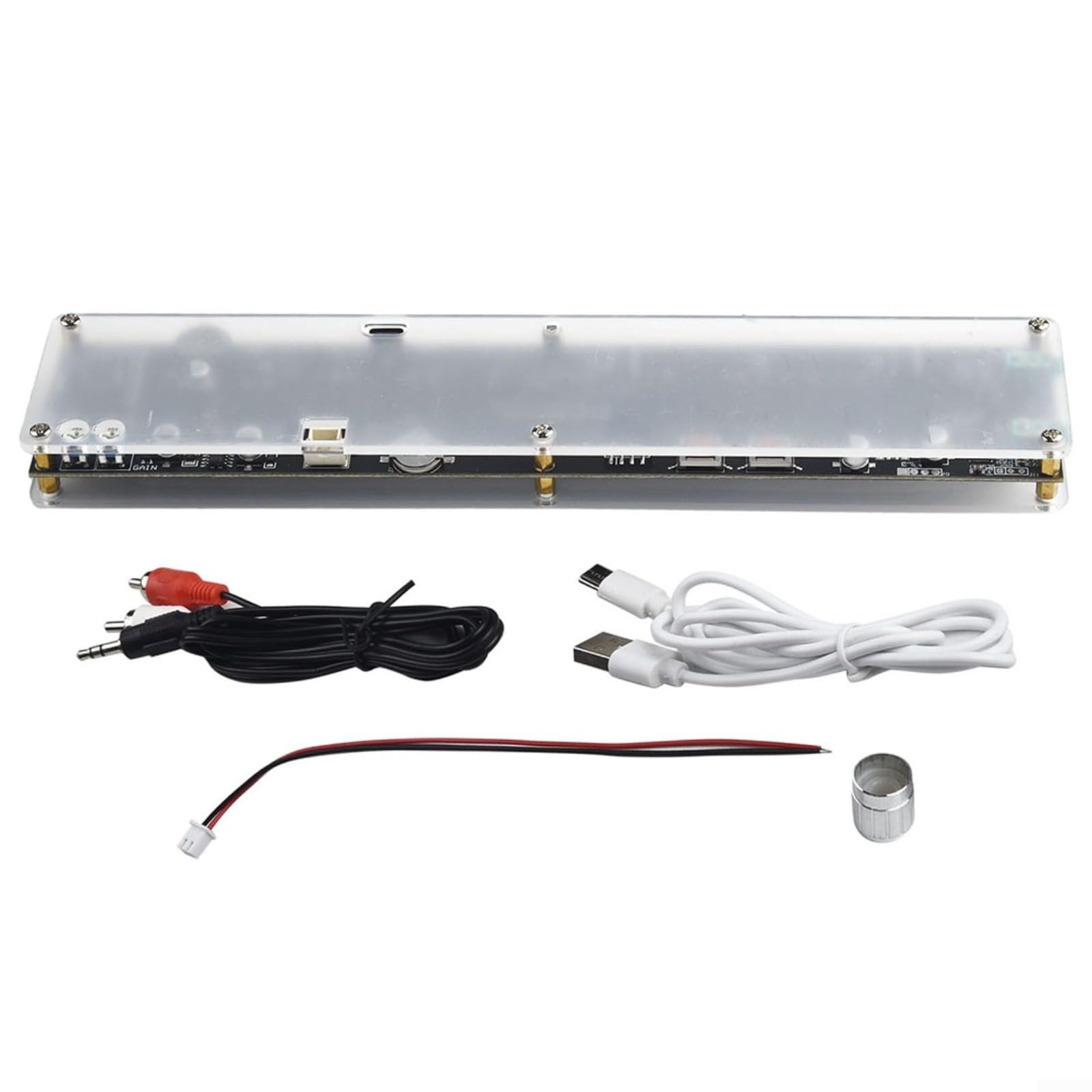 Analizador de espectro musical con DSP EQ y VU Metro de 15 bandas, pantalla LED de nivel de audio, carcasa acrílica transparente, fuente de alimentación USB, para decoración de escritorio y