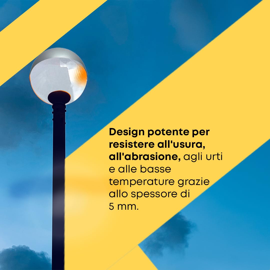 Globo Lampione da Esterno Antinquinamento in Policarbonato Prismato Inciso Incolore - Ricambio - Illuminazione Esterna - Misure: Ø 45 cm - Apertura: Ø 17 cm