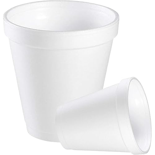 8oz Disposable White Foam Cups - Pack of 50CT. Disposable Hot/Cold Drinking Foam Cups.