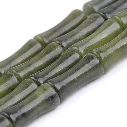 Miniatura 2 de JOE FOREMAN 30 cuentas naturales de jade verde oscuro de 0.197 x 0.472 in, cuentas de hueso de nudo de bambú para hacer joyas, energía energía
