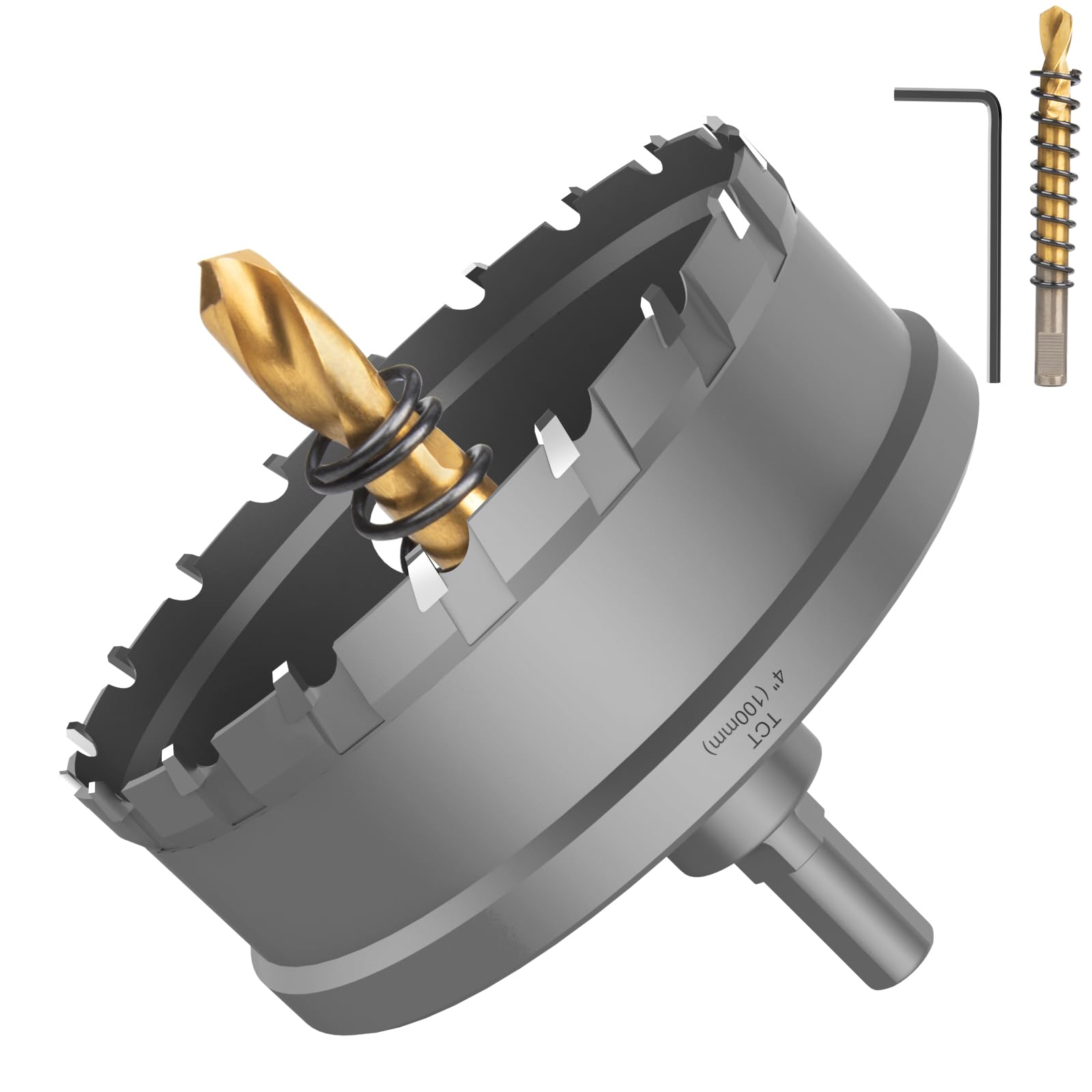 100mm Brocas Corona Perforadora Metal, Lytool T.C.T Broca para Sierra Perforadora con Punta para Chapa de Acero Inoxidable, Metal, Aleación, Hierro, Madera