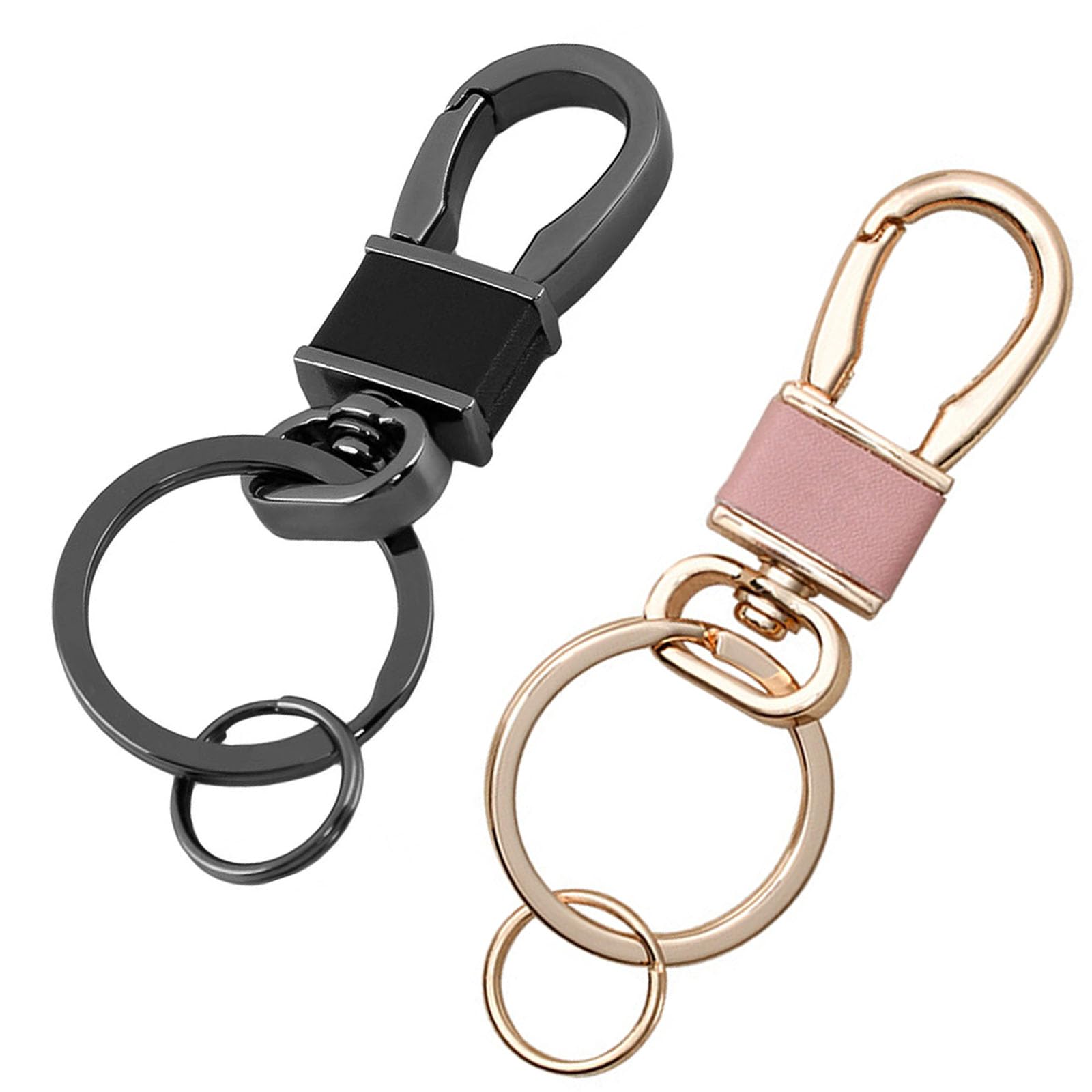 WWZJ Keychains Set of 2, Stylish Key Chain, Car Keychain, Sturdy Metal Key Buckle, Strong Keyring, Key Carabiner (Gold, Black)