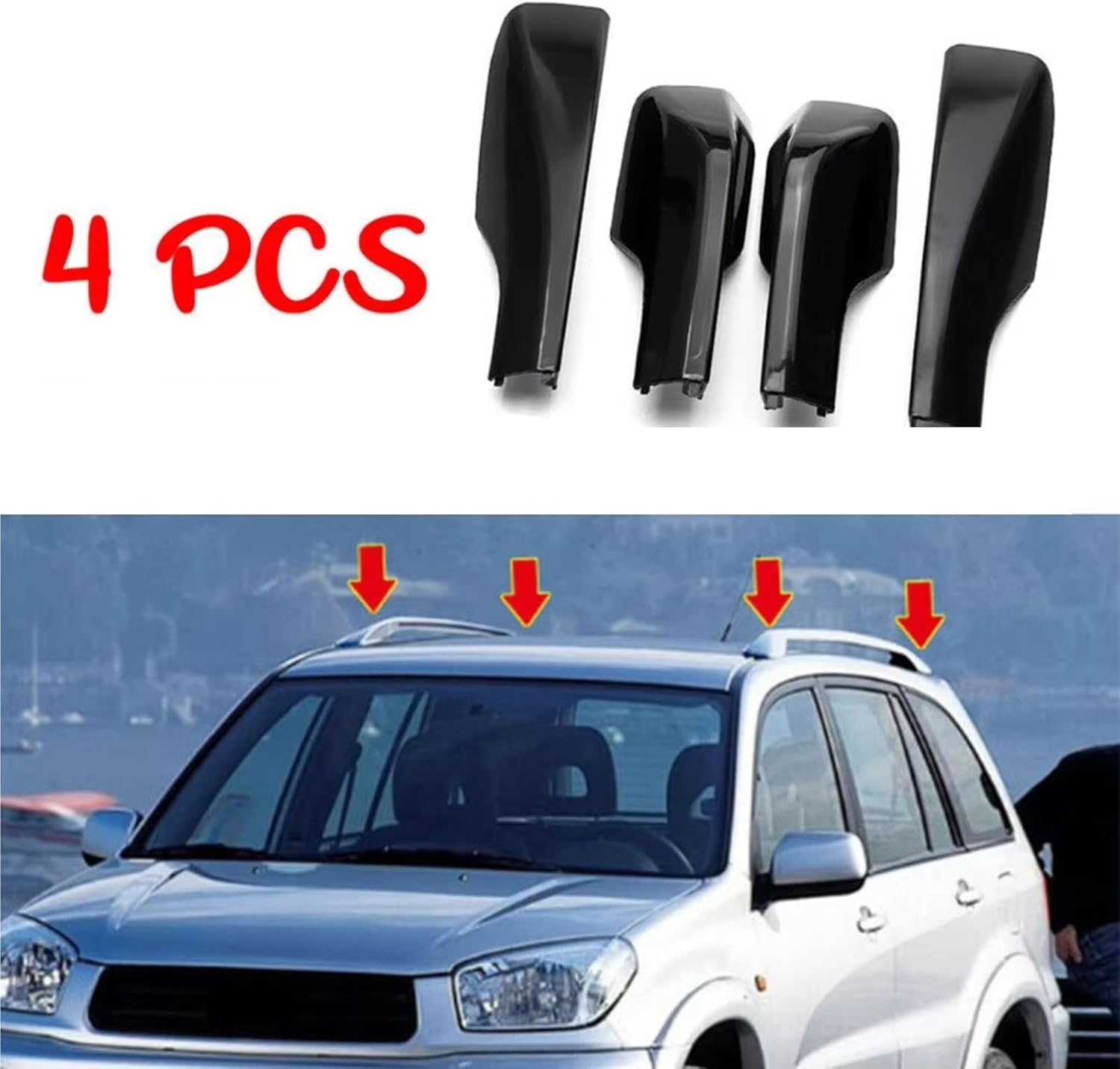 Roof Rack Shell End Compatible with Toyota for RAV4 XA20 2001 2002 2003 2004 2005 2006 Black Roof Rack Cover Rail Exterior Accessories
