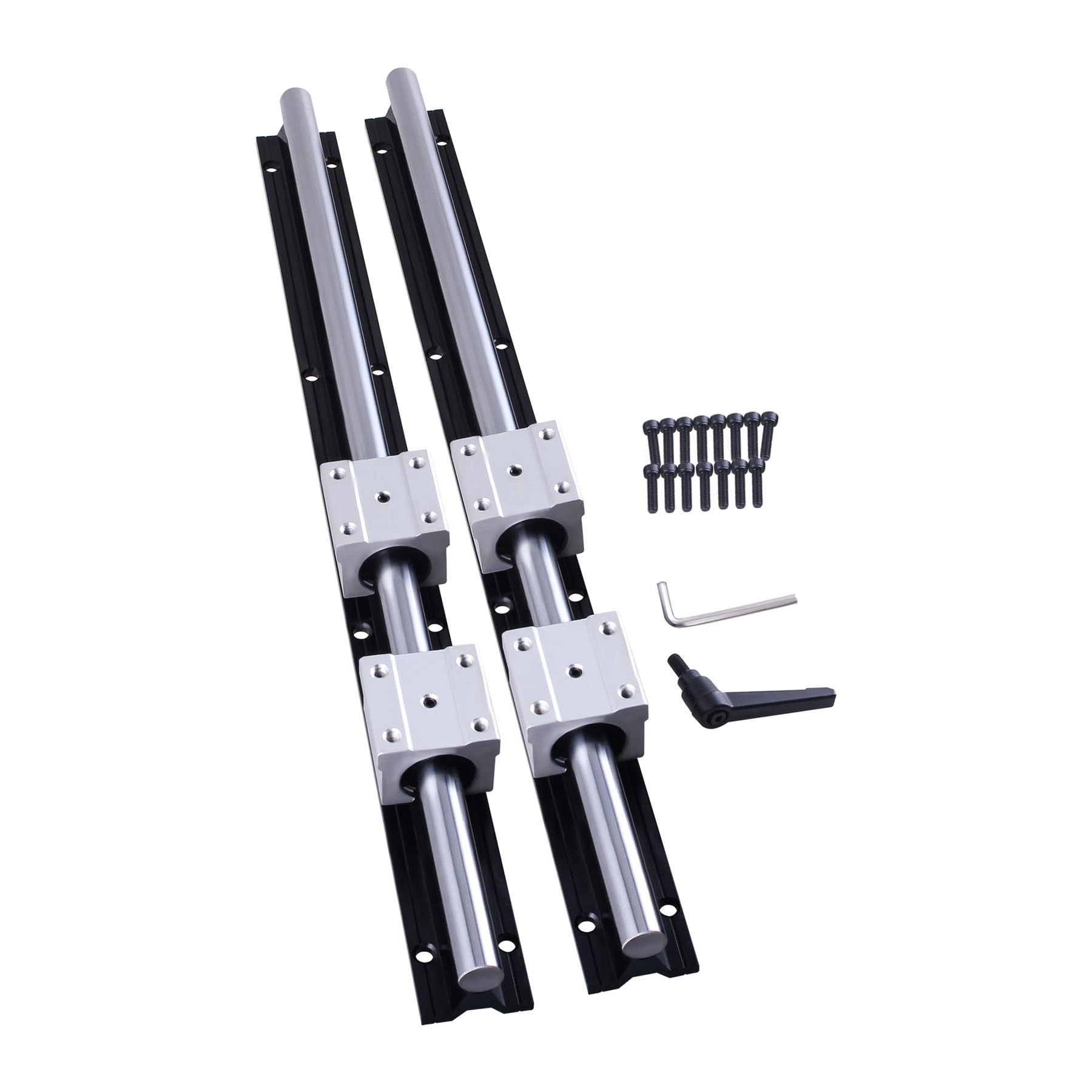 Riel lineal SBR12, 1000 mm, 2 unidades, color negro, guía lineal con 4 bloques de rodamientos SBR12UU, riel de rodamiento lineal inoxidable con agujeros preperforados para impresora 3D DIY