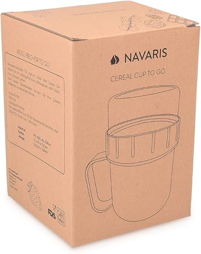 Miniatura 7 de Navaris Breakfast to Go Cup - Recipiente portátil de 2 piezas para cereales, yogur, avena, apta para microondas y lavavajillas, sin BPA, color rosa