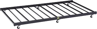 VECELO Twin Trundle Bed Frame Only/Roll Out/Enhanced & Up-Graded Metal Slats Support with Lockable Casters, Black