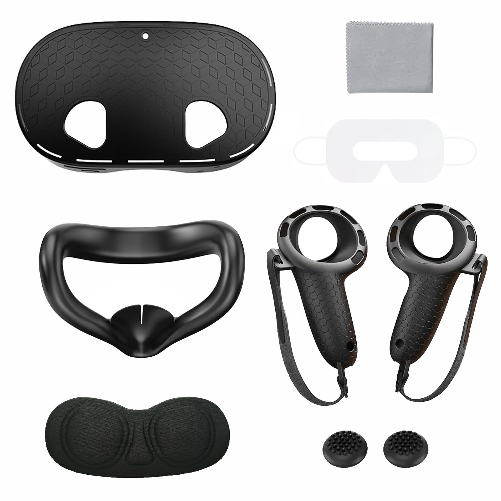 Silikon Cover Set für Meta Quest 3S, 7 Stücke Meta Quest 3S Zubehör Set | Silikon VR Case & Controller Griffe,Silikon Gesichtsabdeckung, Objektivabdeckung, Anti-Rutsch,Stoßdämpfung,Kratzfest