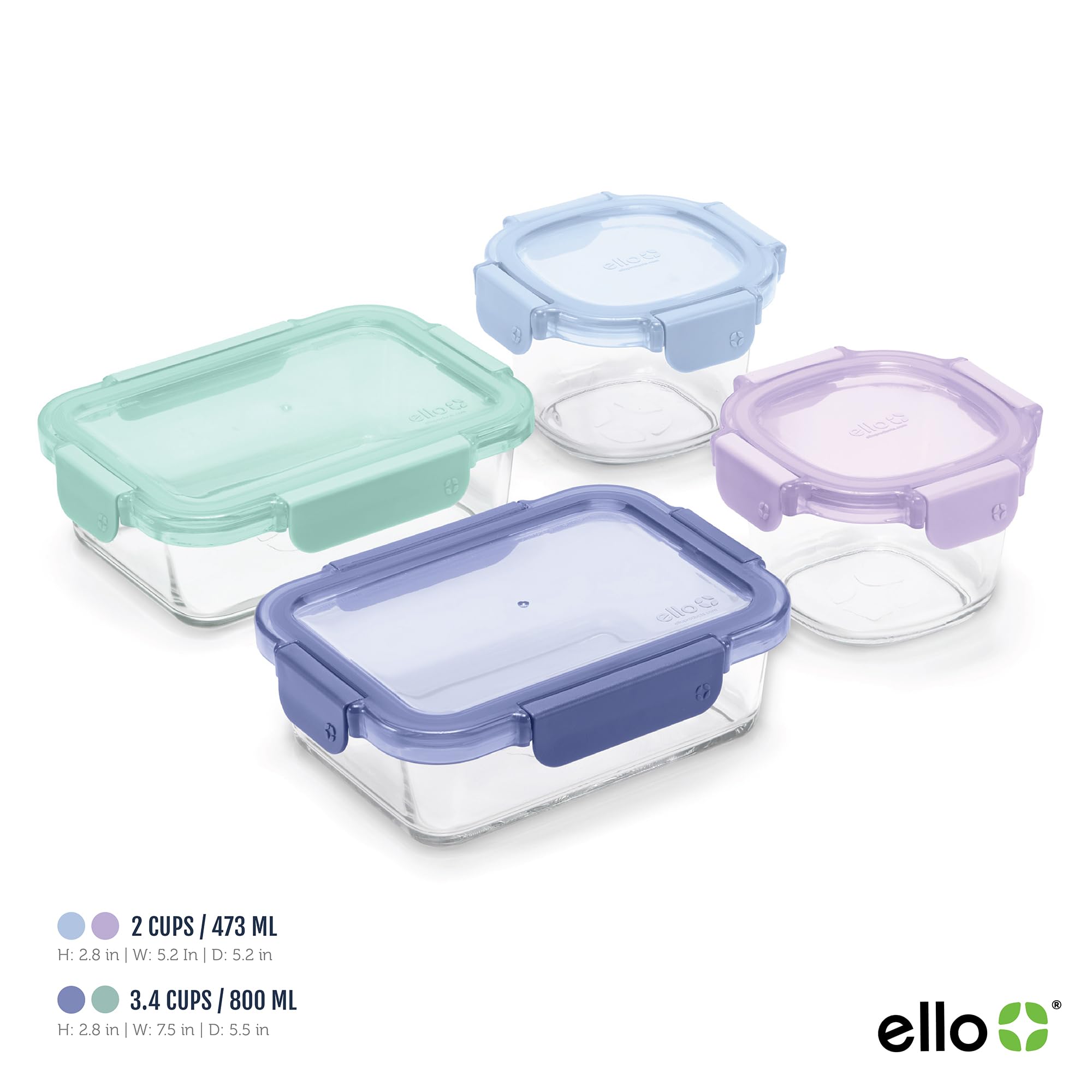 Ello Color Lock Lot De 8 Boîtes De Conservation Alimentaire En