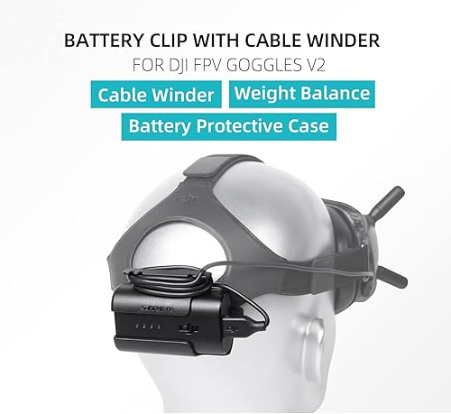 Miniatura 2 de BTG Clip de batería con bobinador de cable para DJI FPV Goggles V2 / DJI Avata Drone Goggles 2 Accesorios