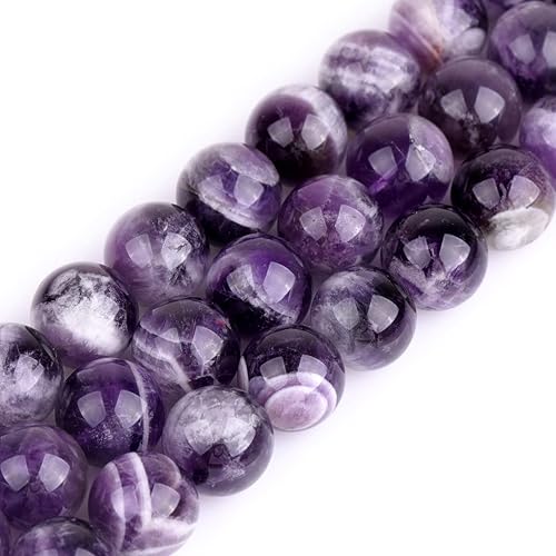 GEM-Inside Cuentas sueltas de amatista natural de 14 mm, gemas de cristal redondo, piedra de energía para hacer joyas, 15 pulgadas