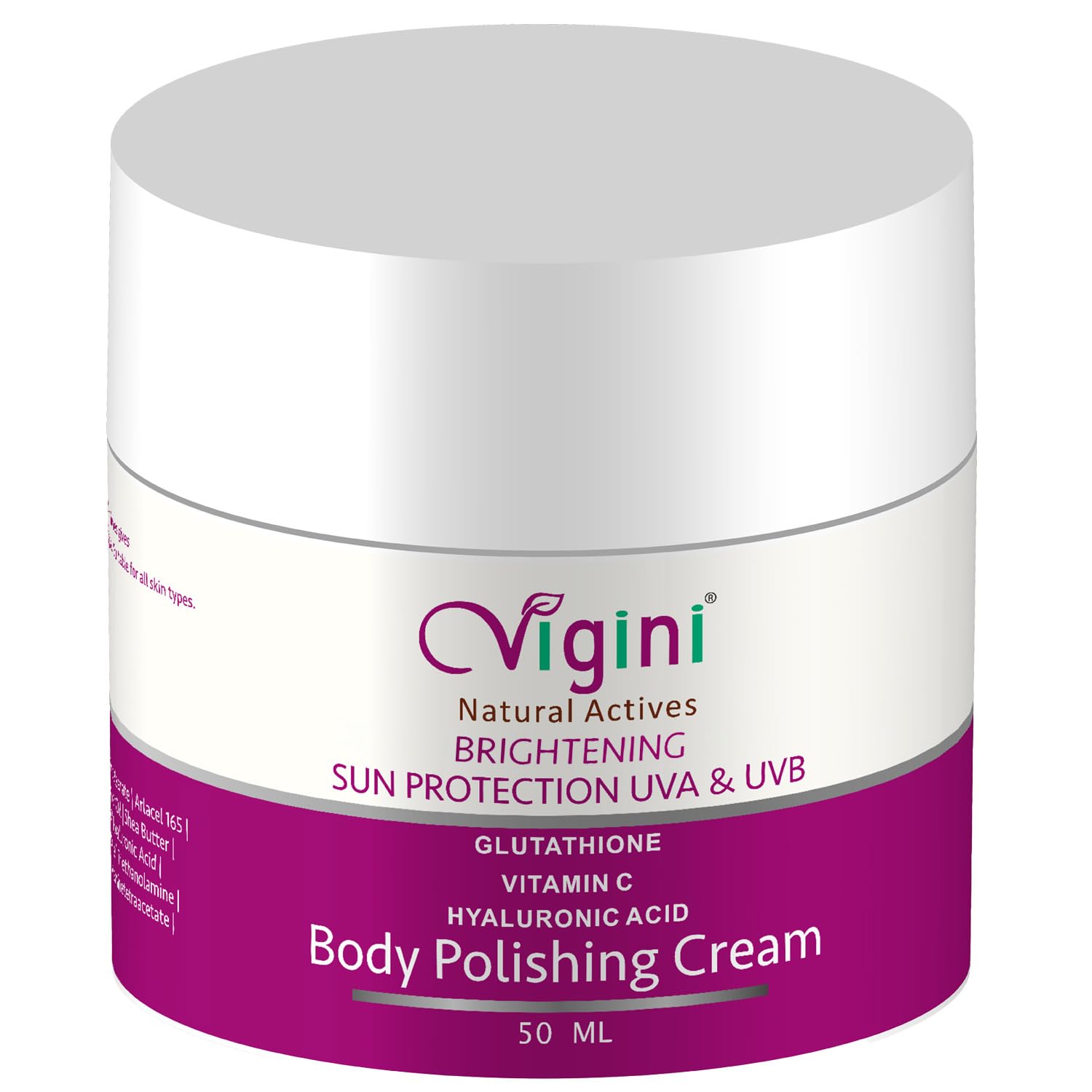 Vigini Glowing Radiance Kojic Acid Vitamin C Body Underarms Tan Removal Polishing Moisturizer Cream for Pigmentation Dark Spots Dull Uneven Skin Tone Patches for Oily & Dry Skin Men Women 50ml