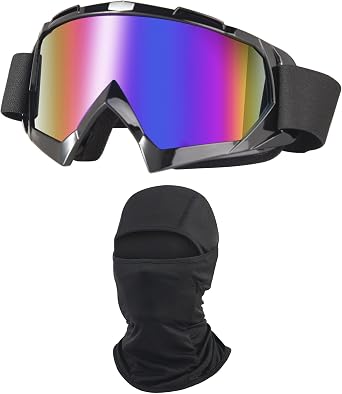 LJDJ Dirt Bike Goggles ATV Off-Road Riding Motorcycle Motocross Glasses with Sun UV Protection Balaclava Full Face Cover
