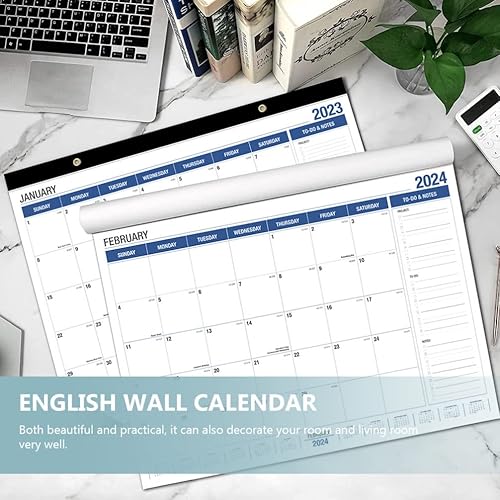 Miniatura 5 de NUOBESTY Calendario 2023-2024 de tamaño grande de 21 pulgadas calendario mensual de pared de 18 meses calendario colgante de oficina calendario de
