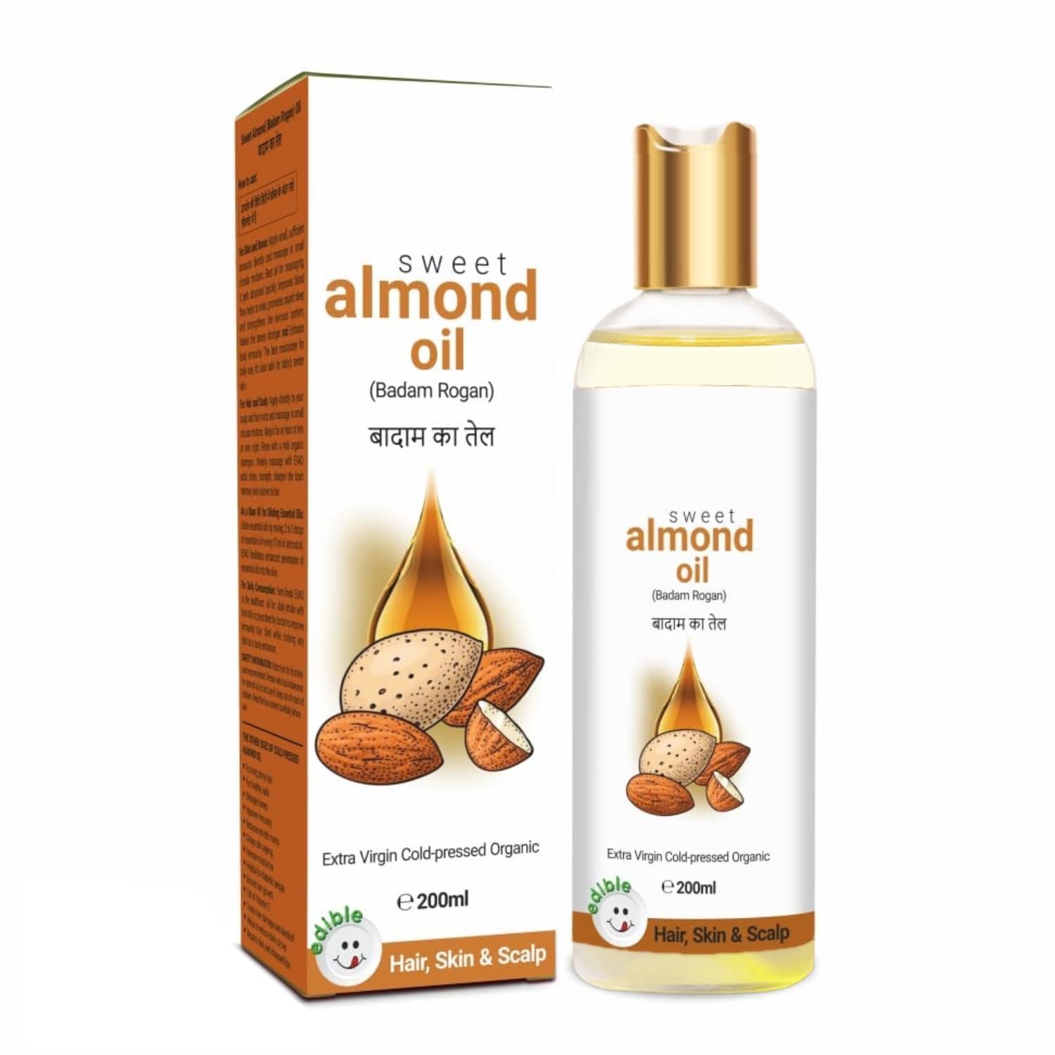 Sweet Almond Oil - 200 ml (6.76 fl oz) | for Hair & Skin