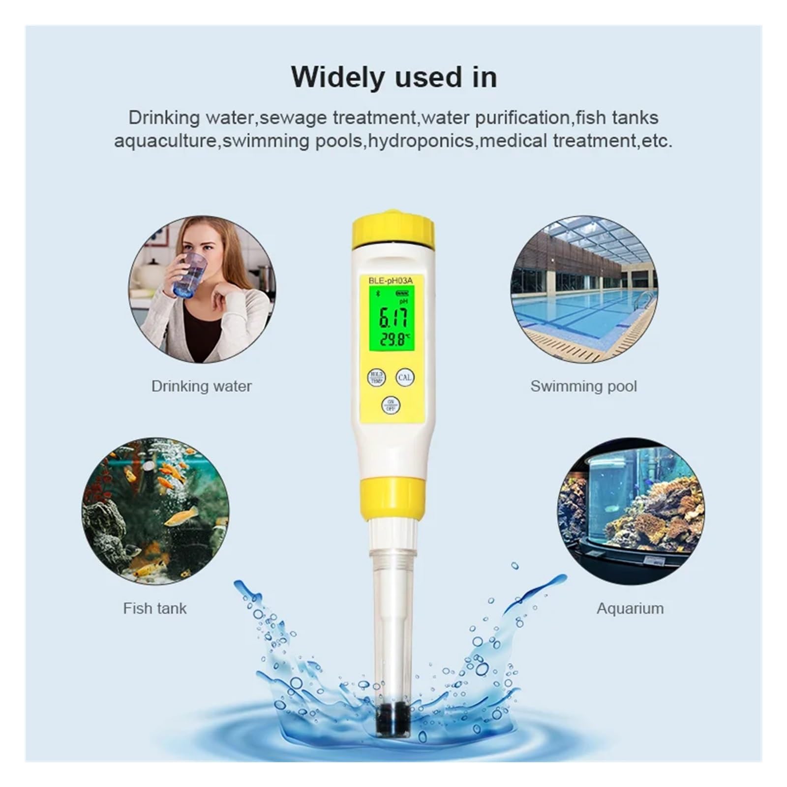 2-in-1-Temperatur-PH-Tester, automatisch kalibrierendes PH-Messgerät for Wasser, Labor, Milch, Käse PräZise Messung