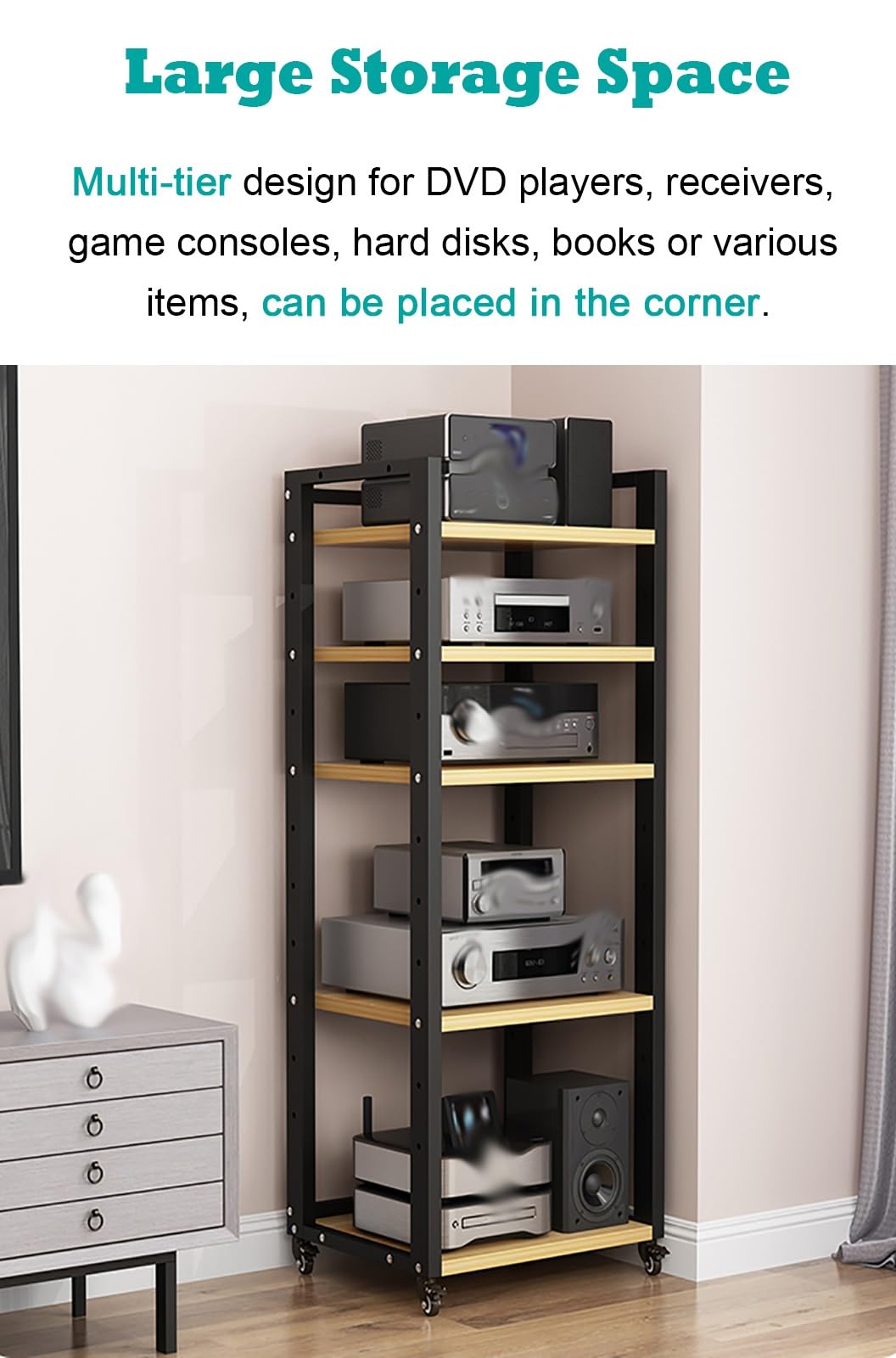 Amazon.com: CHZDPP 6-Tier Adjustable Corner Record Player Stand/AV