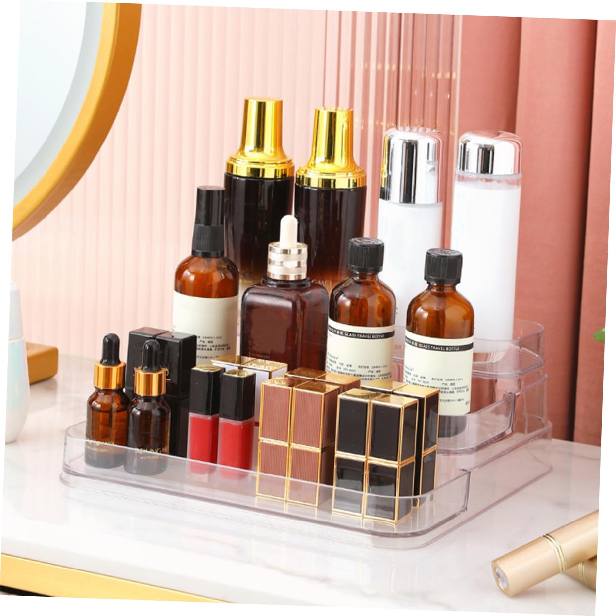 Garneck Kosmetischer Organizer Gewürzspeicherbehälter mit Stufigem Design Platzsparend für Küche Büro und Schlafzimmer für Gewürze und Haushaltsgegenstände