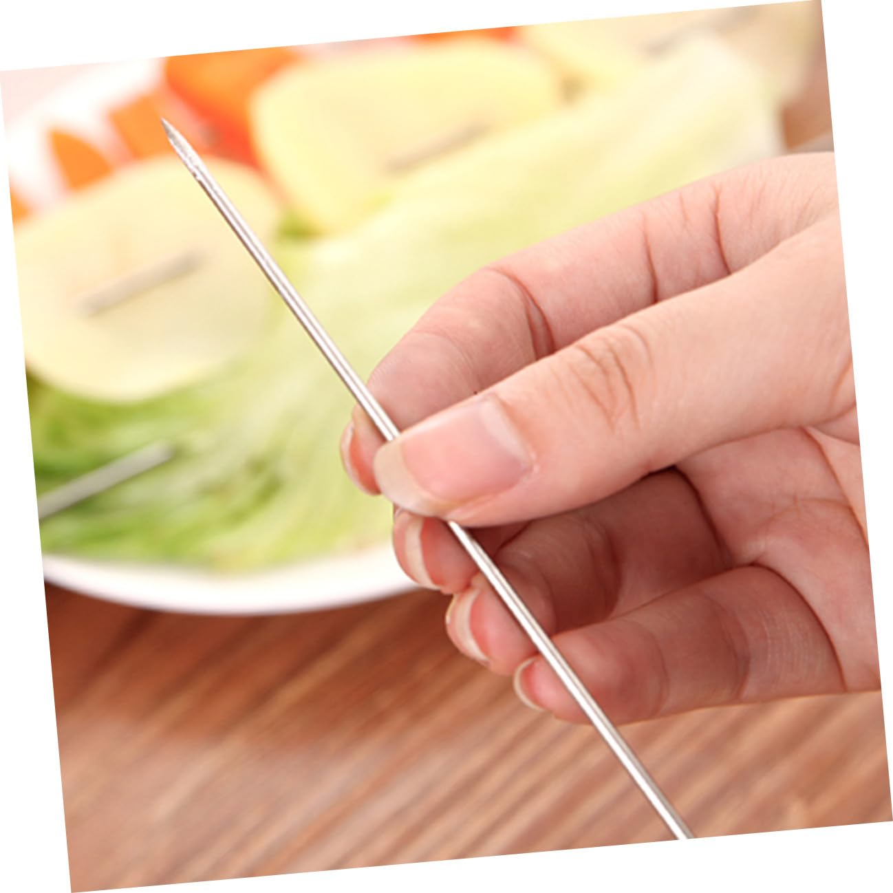 Brochetas 1, Barbacoa de Inoxidable de Acero Piezas 100 85 Mm | 38, 5 Cm, Color Plata, Tamaño Compacto y Resistente, Uso en Bbq y Senderismo