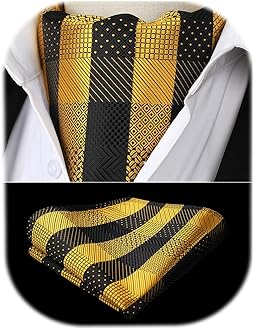 Ascot Ties for Men Paisley Cravat Tie and Pocket Square Set Floral Mens Ascot Scarf Handkerchief Wedding Party