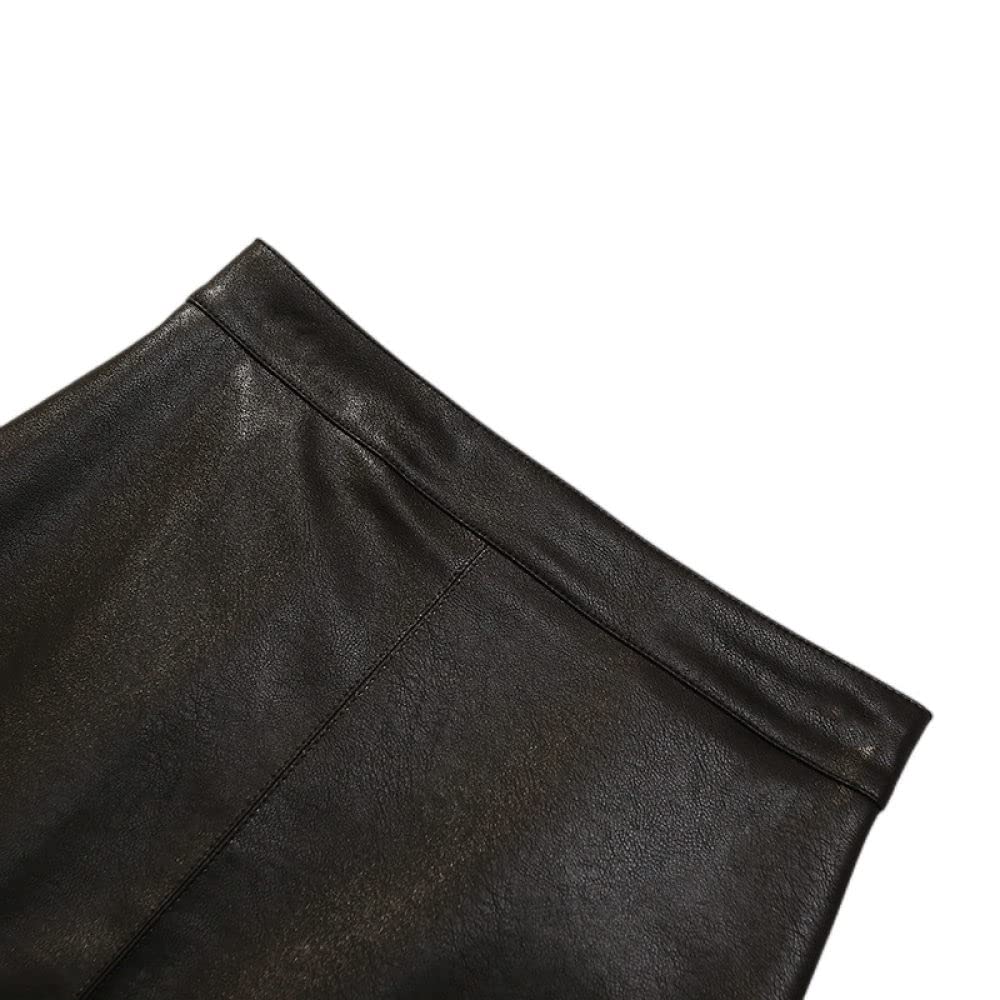 Rock Damen,Damen-Minirock Rot High Waist Pu HIPS-Wraped Lederrock Mit Reißverschluss A-Linie Lagenrock Mit Hose Einfarbig Kurzer Rock Für Mädchen Damen, Xs