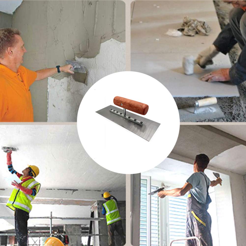 Cazzuola per intonacatura, Cazzuola per intonaco con Manico in Legno con Base in Acciaio Inossidabile utilizzata per Lo Strumento di intonacatura della spatola per calcestruzzo da Costruzione (25 *