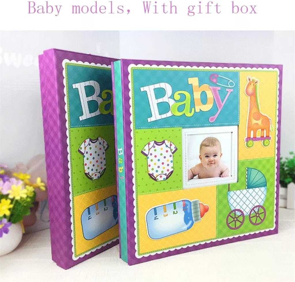 JSEIAJB Craft Paper 12-inch Photo Album DIY Large Self-adhesive Film Wedding Album Memorial Growth Box 300 Sheets(white-Dinosaur Doodle4)