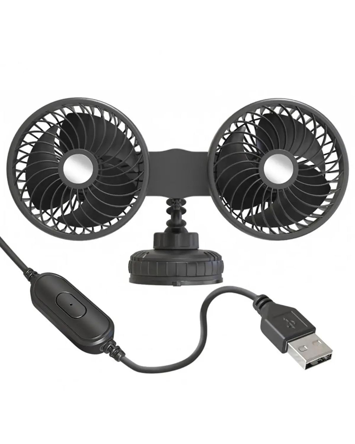 Fan Voiture Ventilateur Voiture avec Grande Ventouse Silencieux 3 Vitesses Rotation 360 Degrés 12V 24V pour Tableau Bord Refroidissement Automobile 1 Pièce Ventilateurs Auto(USB Charging)