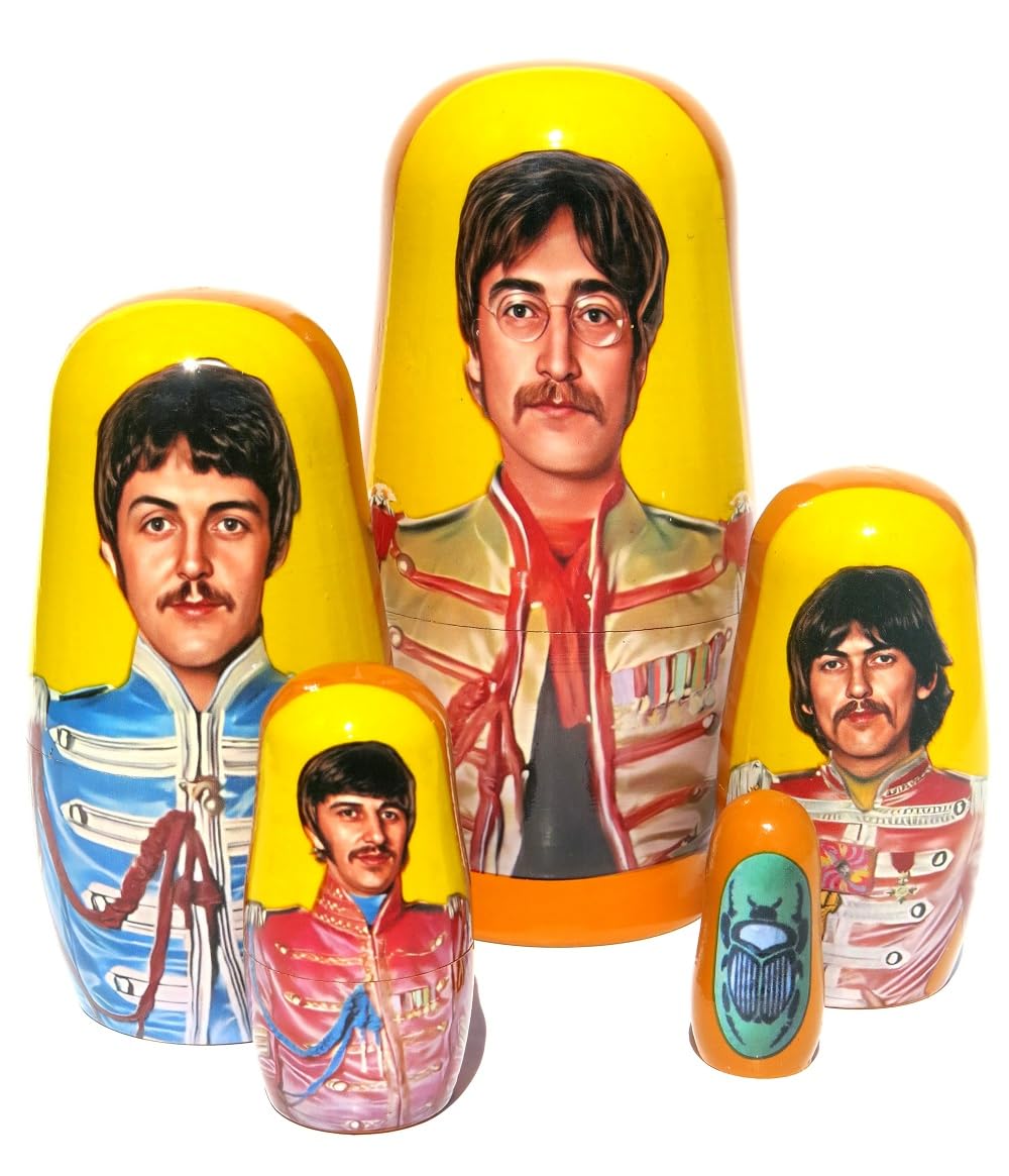 Beatles SGT. Pepper's Russian Style Nesting Dolls 5 Piece Stacking Doll in Doll Matryoshka Set 5.75 inches Tall
