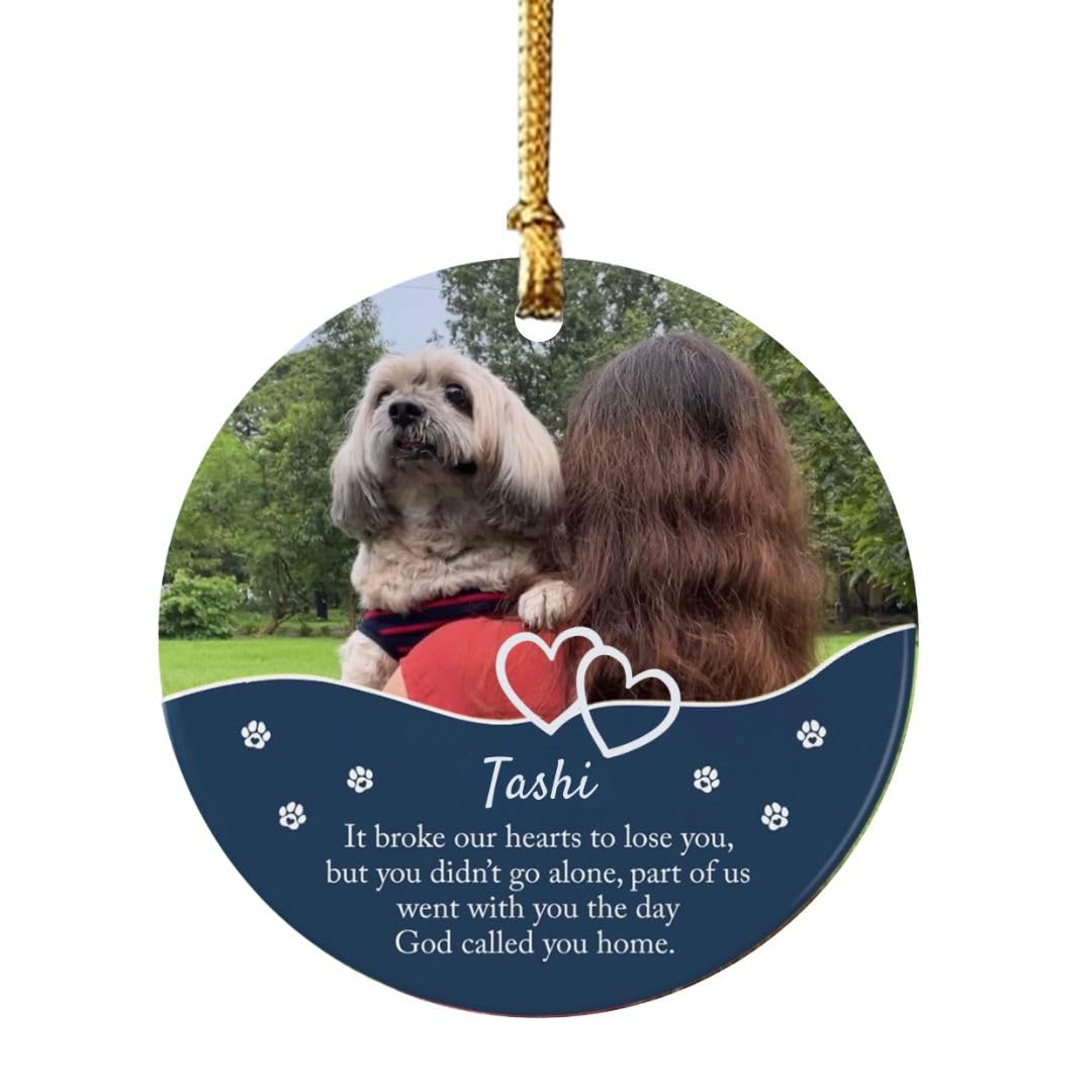 TPJ Handmade Resin Customized Pet Name Christmas Ornaments Tree Decoration with Dog Cat Photo, Personalized Unique Cute Pet Lovers Gift for Dog Pet, Xmas Holiday Keepsake – Rainbow Bridge Pet Memorial