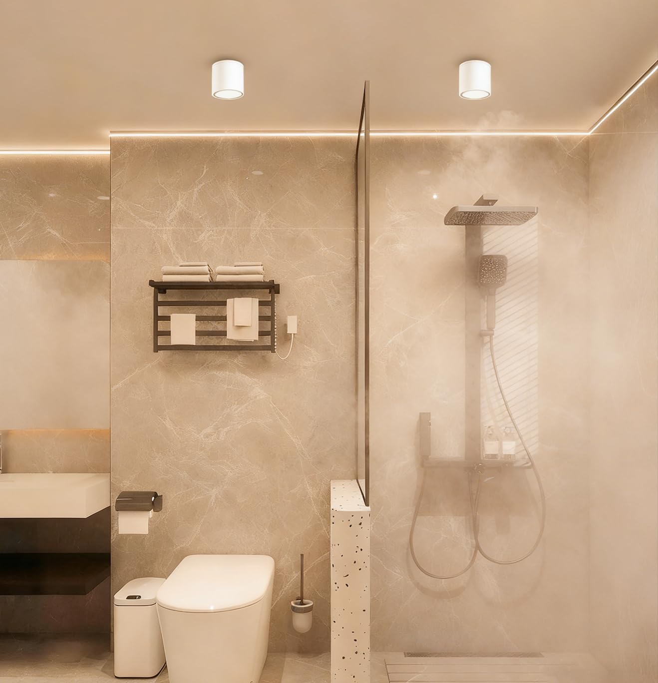 EBION 4 Pezzi Faretti Soffitto Plafoniera Faretto Soffitto In Alluminio, IP65 Impermeabile, GU10, Spotlight Per Interno Bagno Cucina Soggiorno Corridoio Ristorante, Bianca (Lampadina Non Inclusa)