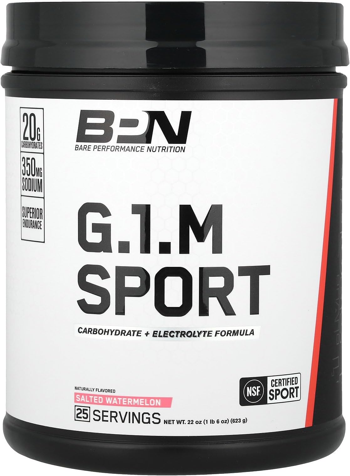 BARE PERFORMANCE NUTRITION, BPN G.1.M Go One More Sport, Endurance Training Fuel, Salted Watermelon, Superior Carbohydrate Source & Electrolyte Formula, Reduce Fatigue, 25 Servings