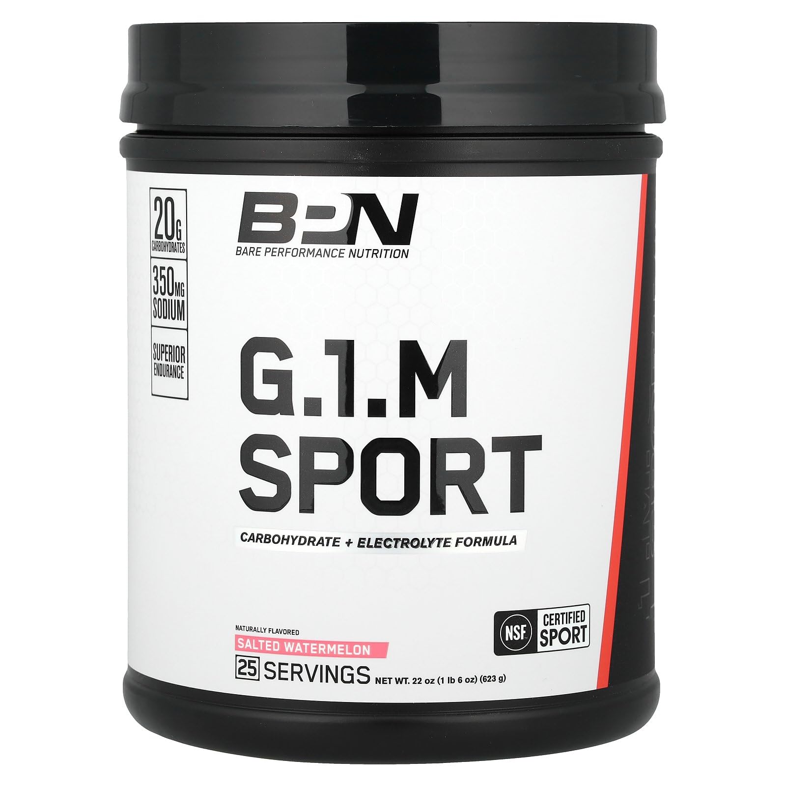 BARE PERFORMANCE NUTRITION, BPN G.1.M Go One More Sport, Endurance Training Fuel, Salted Watermelon, Superior Carbohydrate Source & Electrolyte Formula, Reduce Fatigue, 25 Servings
