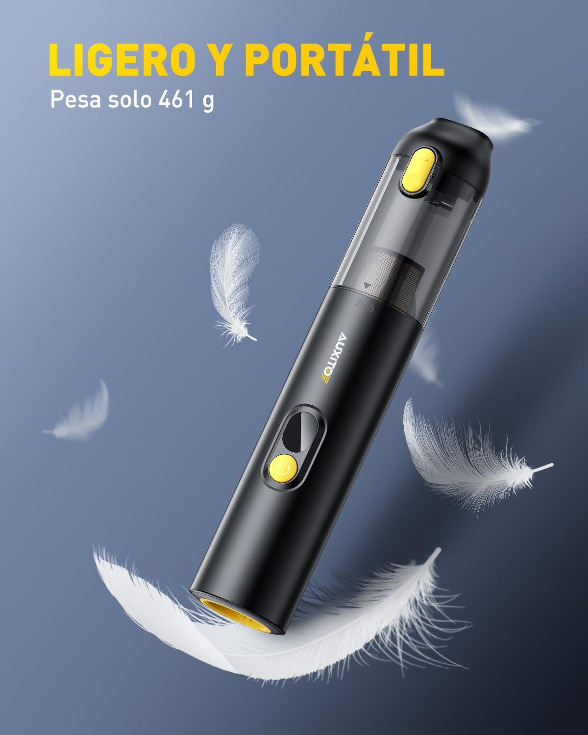 AUXITO Aspirador de Mano - Aspirador Coche de 24000 Pa, Autonomía de 30 Minutos,4 en 1, Recargable, Portátil y Ligero, Mini Aspiradora Potente para Coche, Hogar, Oficina y Pelo de Mascotas(Prieto) | Aspirador de coche inalámbrico, carga USB-C, aspiradora