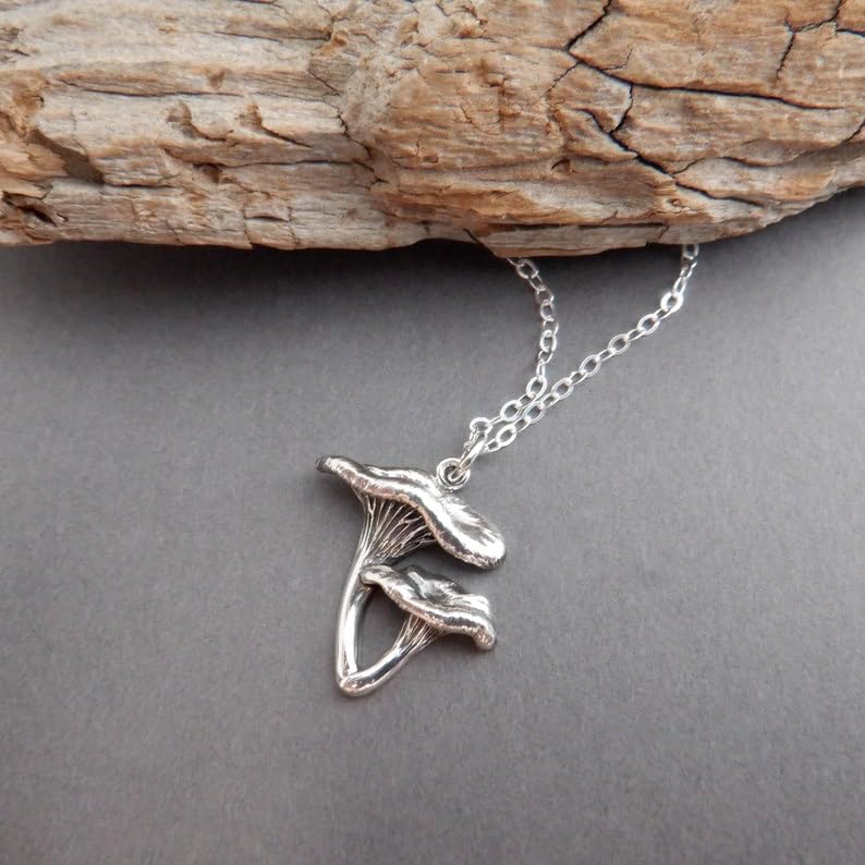 Collier féerique girolles argent pendentif poétique nature et sous bois - 3