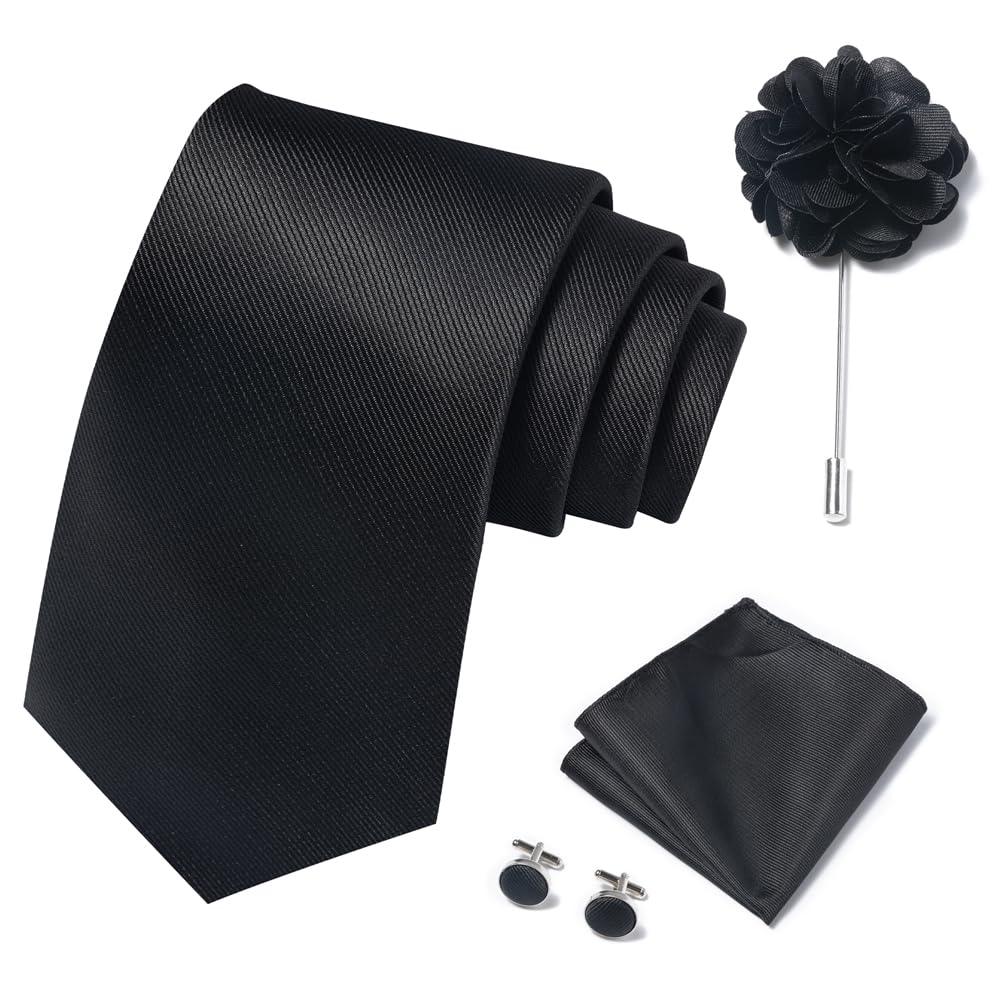 joy alice 70 Colors Ties Set Men Mixed Color Necktie Handkerchief Cufflinks Brooch 3.15 Formal