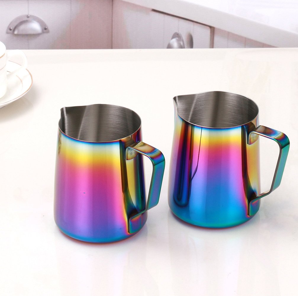 Para espuma de leche jarra para leche jarra jarra para espumar leche – wehome acero inoxidable café taza para café capuchino latte eléctrica 12-ounce Multicolor