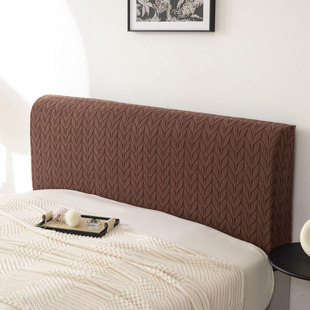 HOMETHREADS Stretchable Lycra/Velvet Headboard Cover | Soft, Dust-Proof & Wrinkle-Resistant Bed Back Protector | Fits Leather, Wooden & Fabric Bedsides | for 5ft to 6.5ft Beds | (Brown, 172x65cm)-image-42