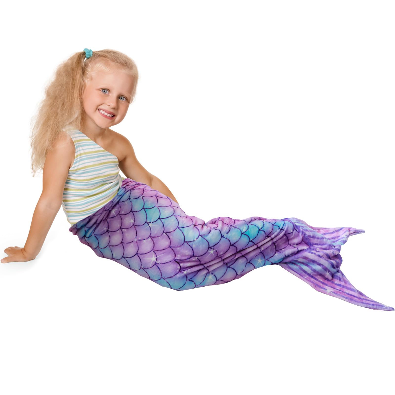 US Mermaid Tail Blanket Flannel Mermaid Tail Sleeping Bag Wearable Mermaid Sleeping Blanket Fish Scale Design Snuggle Blanket Soft Mermaid Scale Sleeping Bag for Kids Adults(purple)