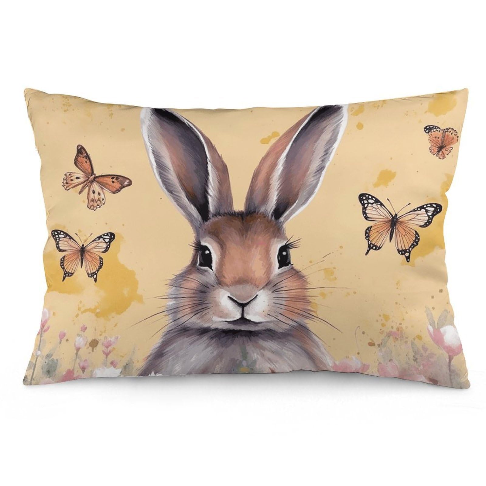 NONHAI 2 Pack Pillow Cases for Hair and Skin, Soft Breathable Pillow Case Covers with Hidden Zipper, Rabbit and Butterfly Pillowcase 16 "x24 Pillow Covers for Sleeping Gift