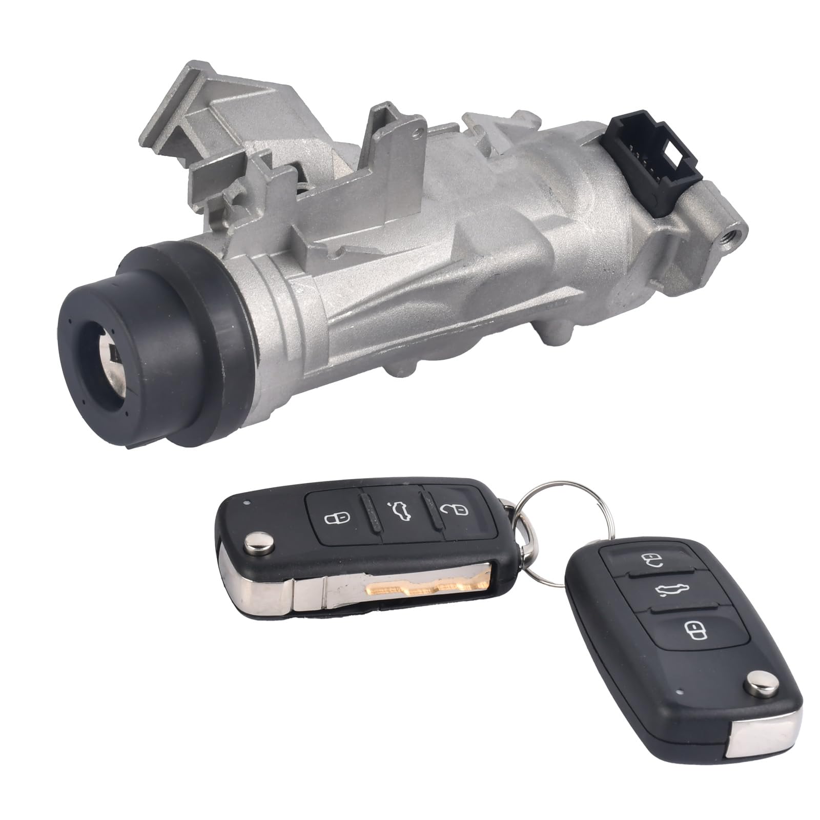 Zündschalter Zündschloss Mit Schlüssel+Fernbedienung passend für Caddy III Octavia II Tiguan 5N Touran Toledo III Superb II Yeti 5L Golf V VI A3 TT Altea XL Leon Autozubehör Teil# 1K0905865 1K0905851B