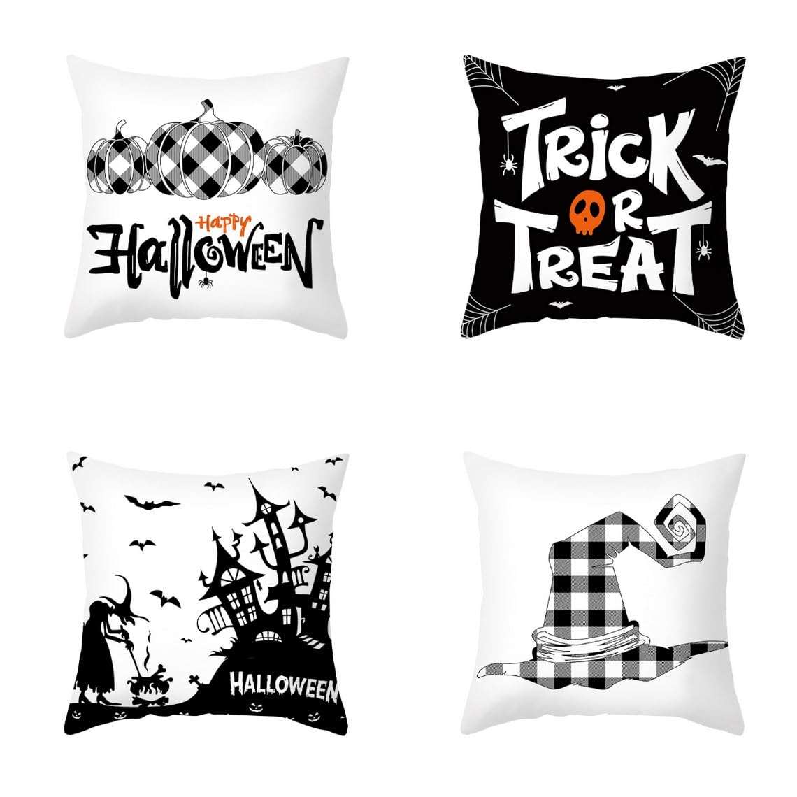 Chenlane Silk Blank Pillow Covers To Decorate Cushion For Rv Halloween, Set Case Cute Premium Thickened Fabric 45x45 cm, 4Pcs