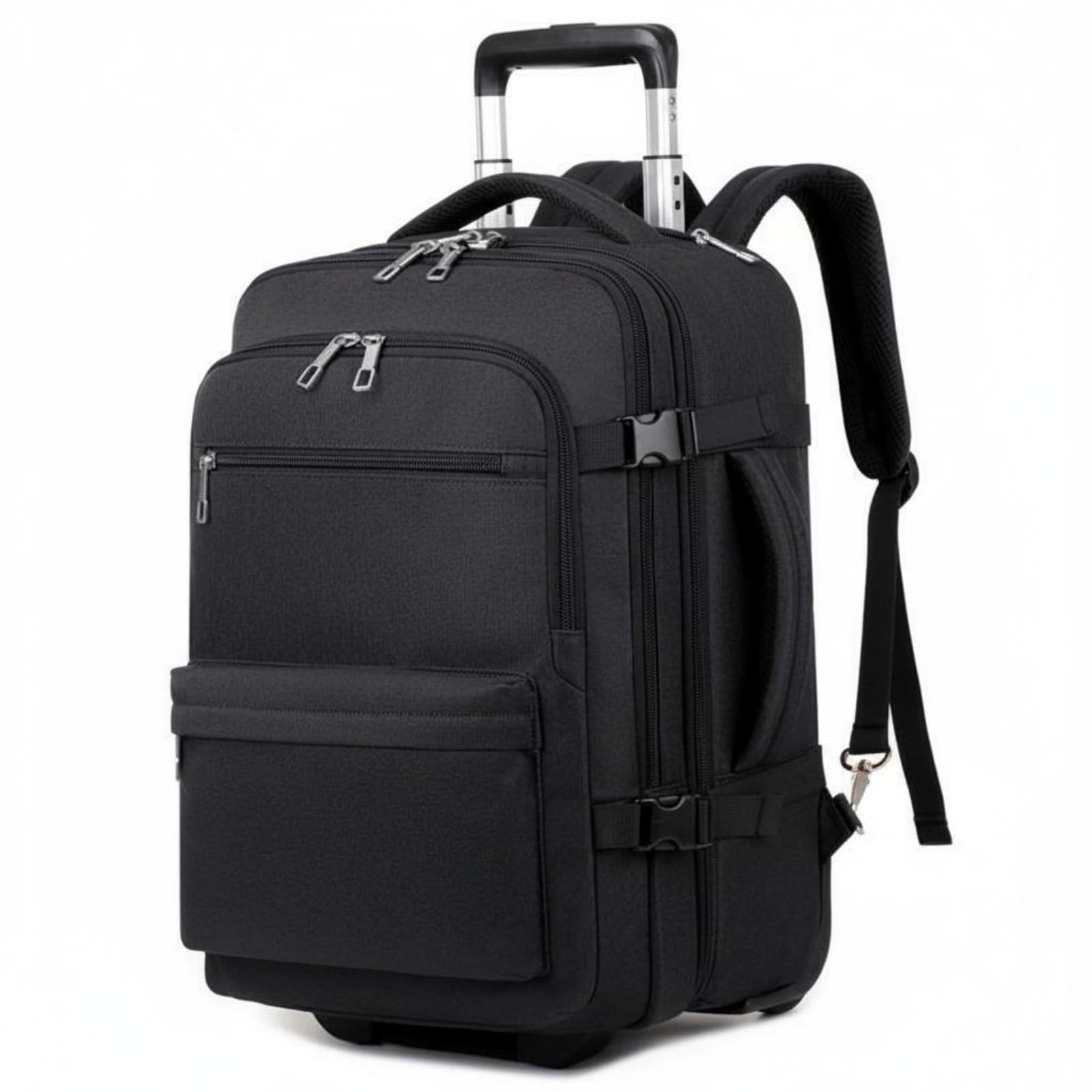 Trolley Carry Case Zaino Trolley Valigia Carrello Borsa da Viaggio in Oxford Impermeabile con Scomparto Laptop E Manico Estensibile Adatto per Lavoro Weekend Trasferte, Black