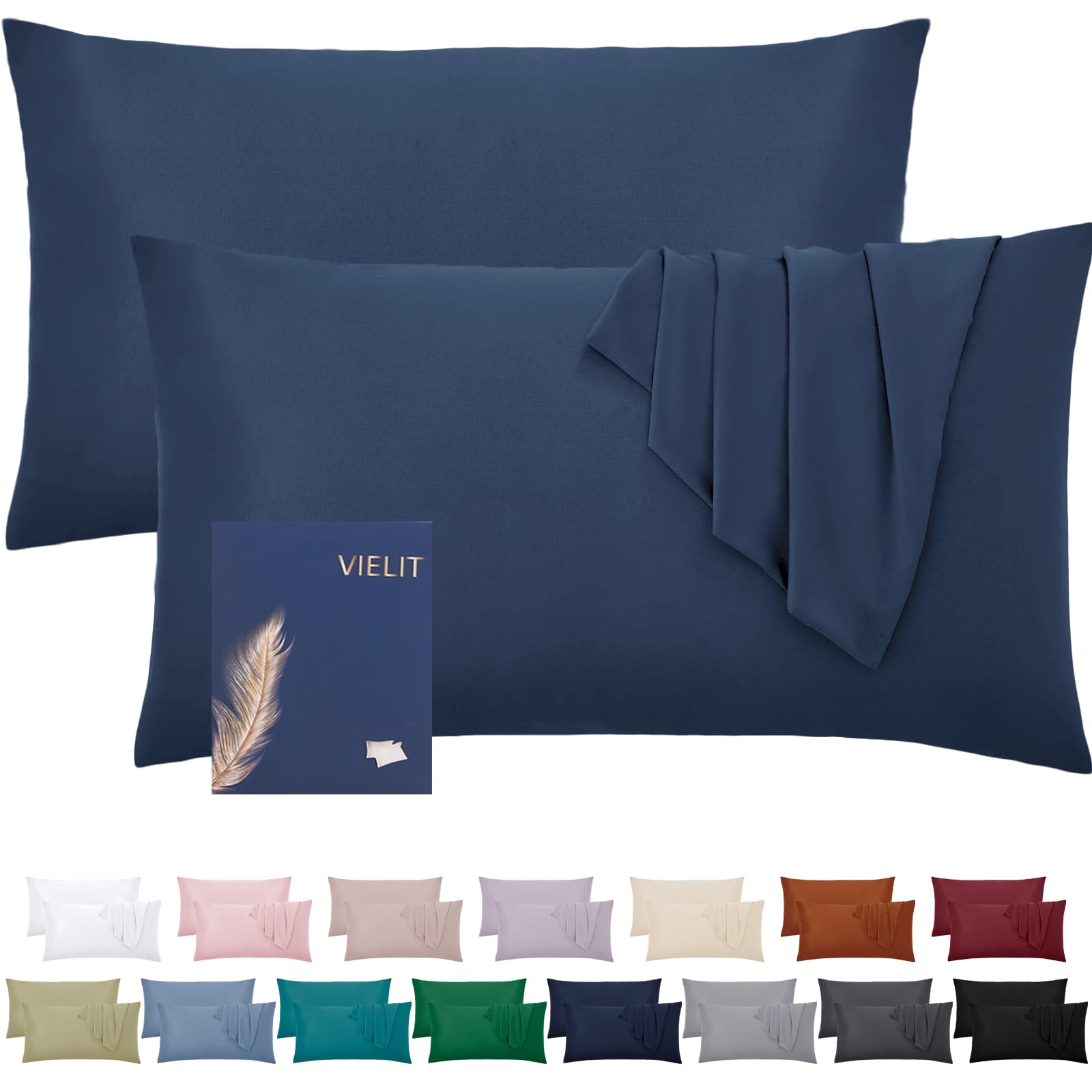 Vielit Kissenbezug Weich Kopfkissenbezug 2er Set Mikrofaser Deko Kissenhülle Für Kissen Öko-Zertifikat Resistent Hypoallergen