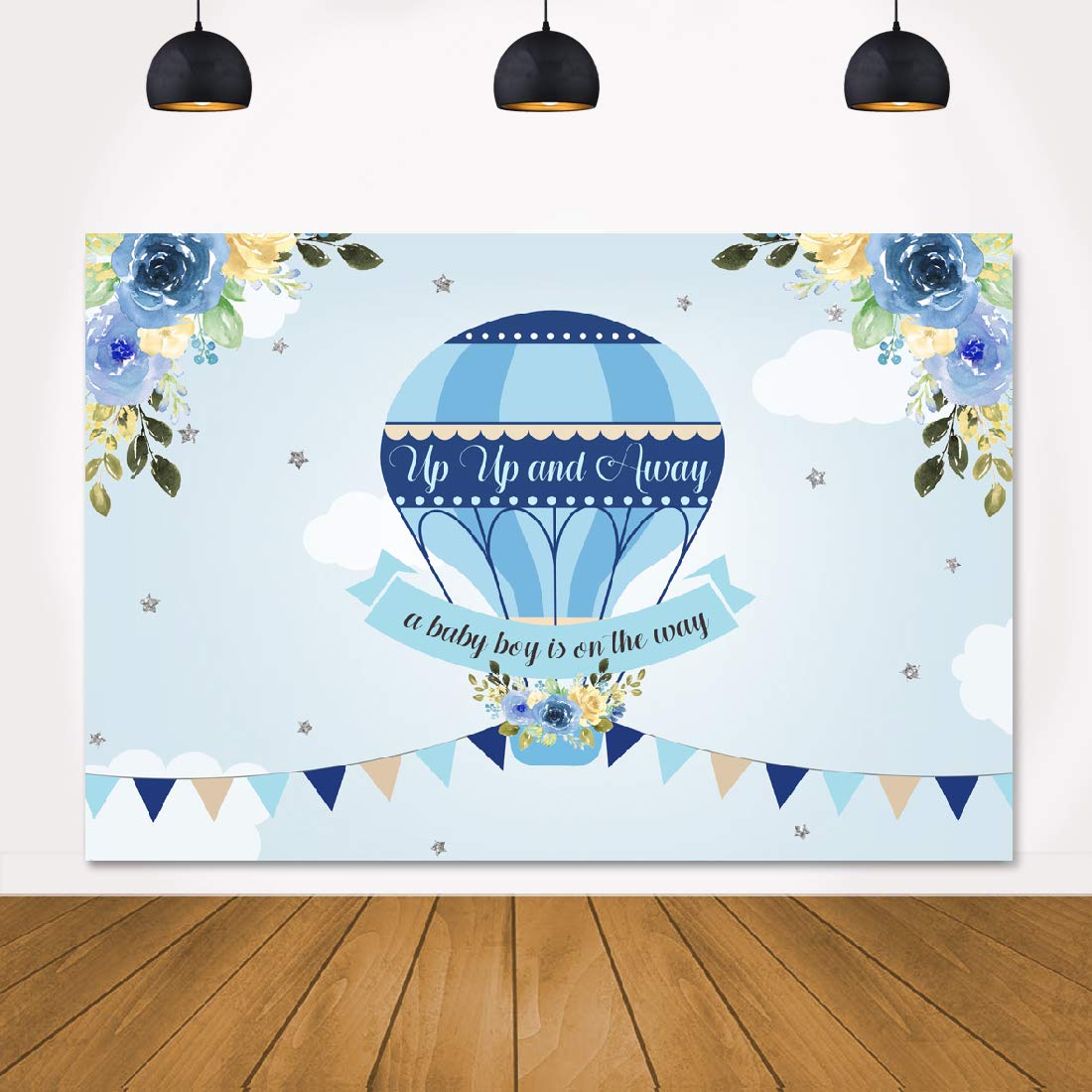 Buy Lofaris Hot Air Balloon Backdrop Baby Shower Blue Sky White Clouds