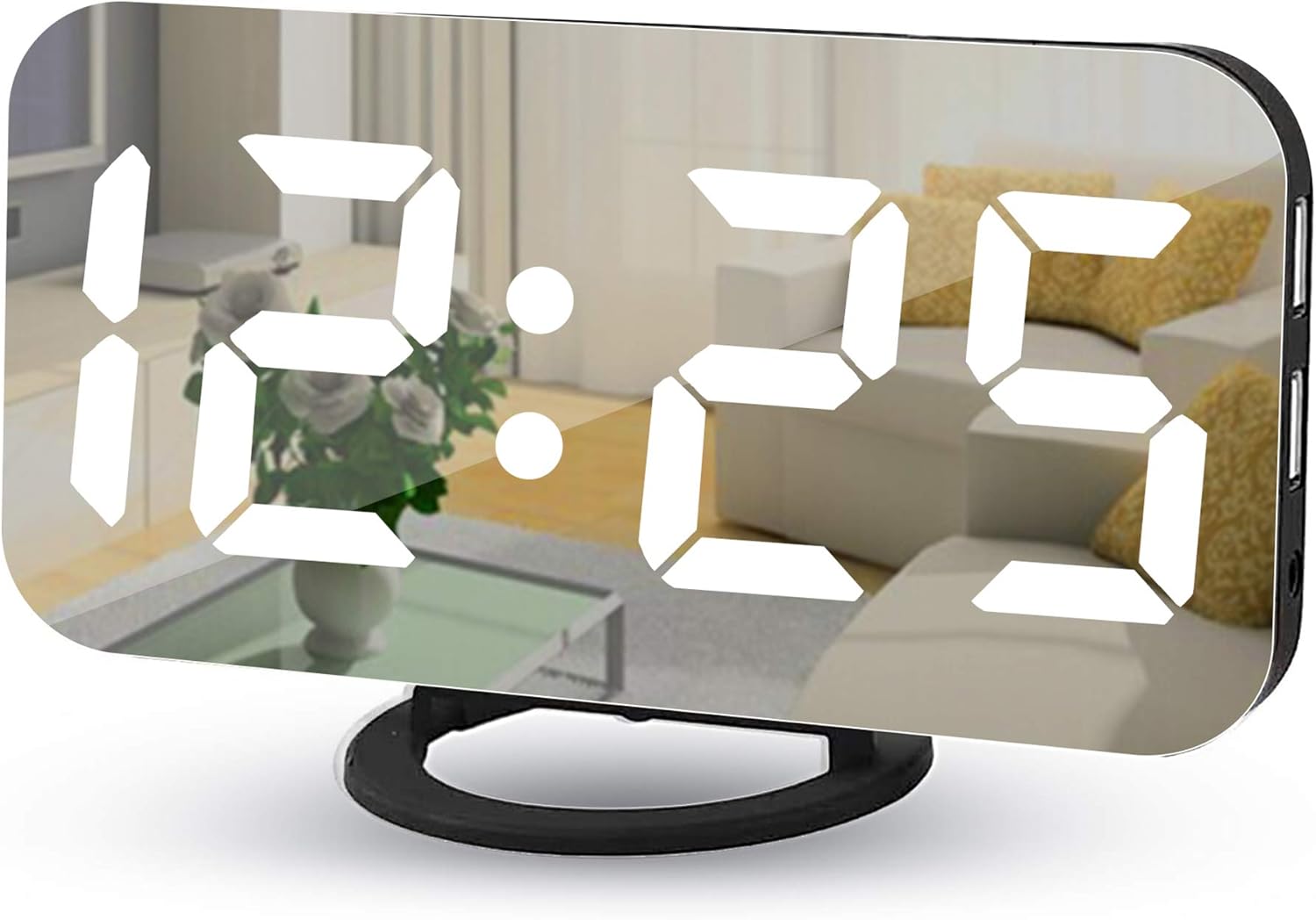 Digital Alarm Clocks,7" LED Mirror Electronic Clock,with 2