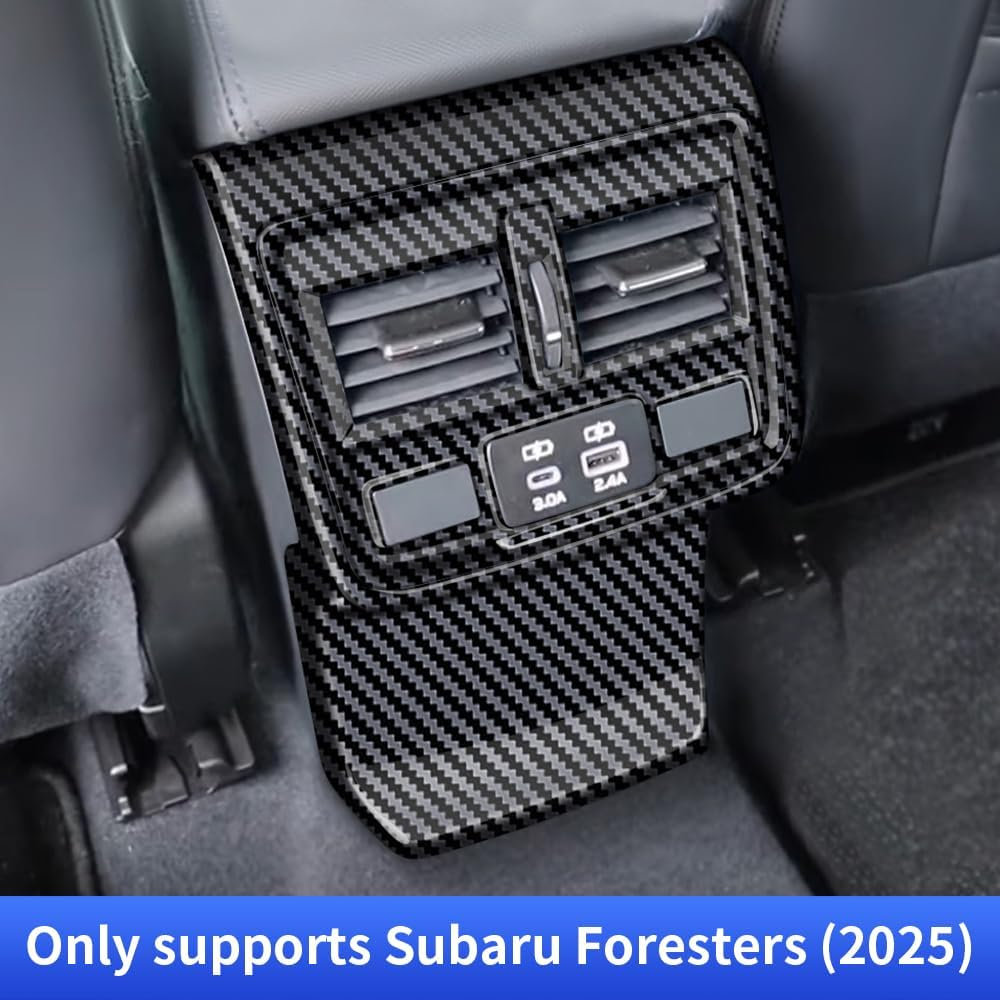 Car Center Console Back Anti Kick Protection Decor Panel for Subaru Forester 2025 2026 Auto Interior Decorations Accessories Central Control Rear Protector Trim Cover Carbon Fiber Style