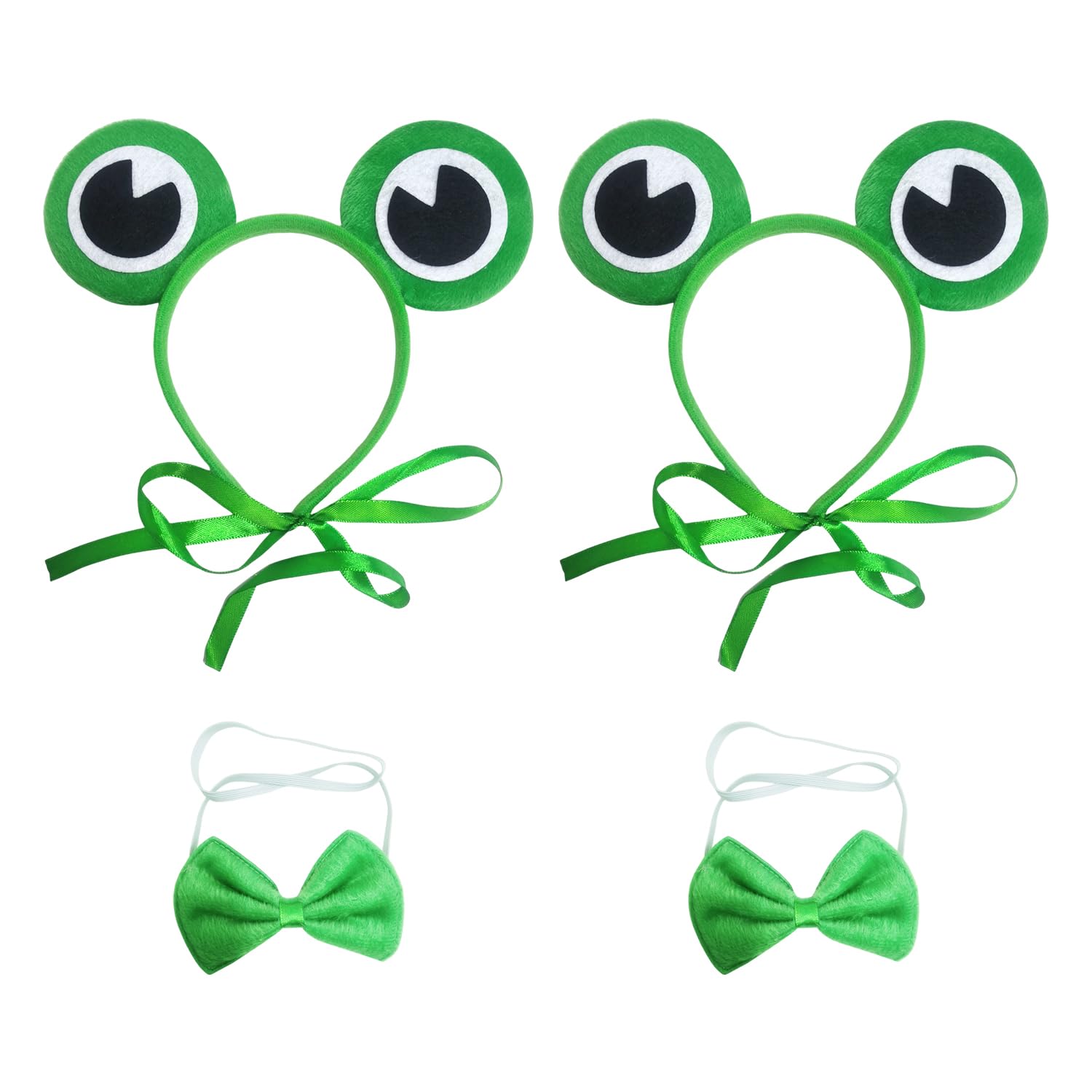 MEMOFYND 2 Pieces Of Frog Headband And 2 Pieces Of Bow Tie, Cute Headband, Performance Props, Role-Playing Accessories, Frog Costume Accessories